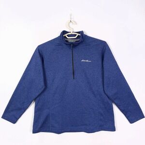 Eddie Bauer Sweater Mens 2XL Blue 1/4 Zip Long Sleeve Fleece Lined Pullover